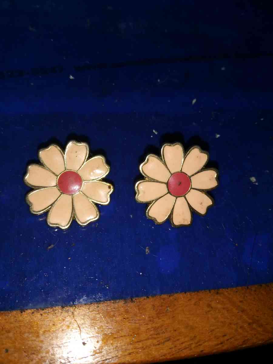 Vintage pair of enameled clip on earrings