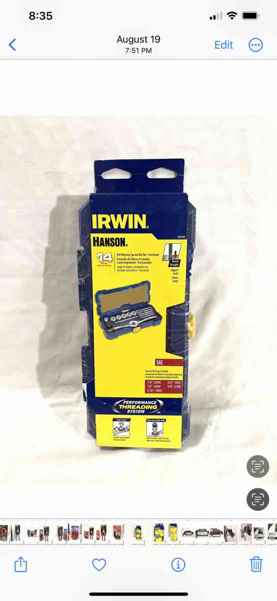 brand new Hansen Irwin 14 piece tap die set