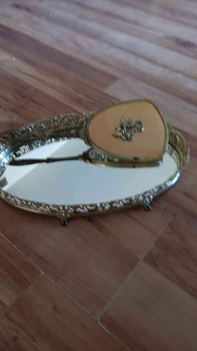 Antique mirror and make up set