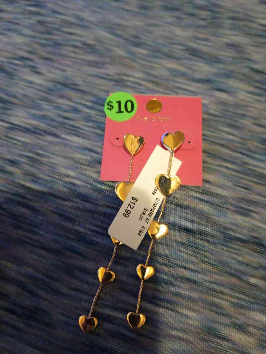 sterling silver long heart chain earrings