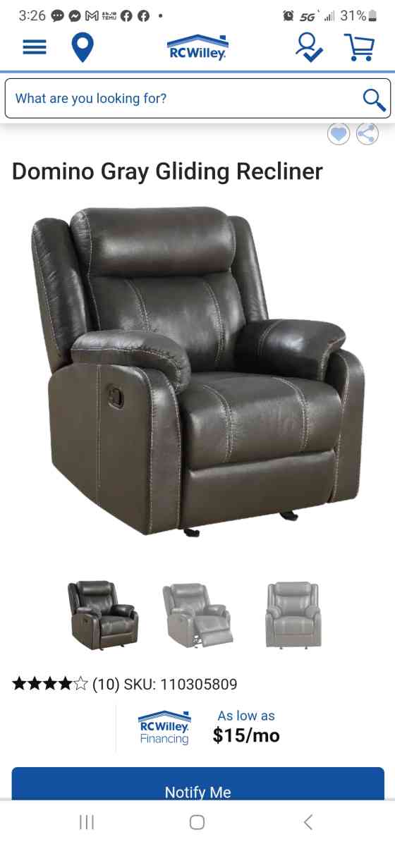Sofa Recliner and Reclining Rocking Chair