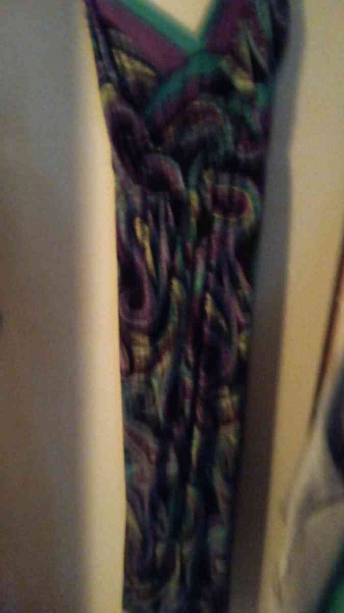 wild print halter top sundress of purples greens and blues