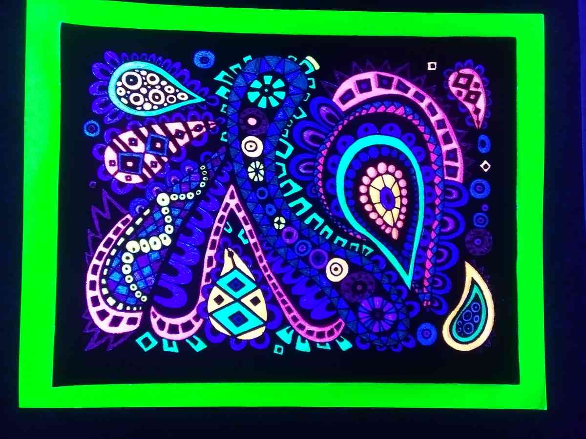 Hand made velvet posters that also glow in blacklight