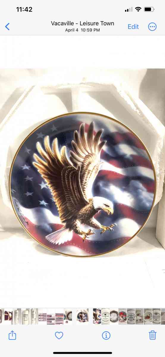 new American eagle collectors plate with wall mount