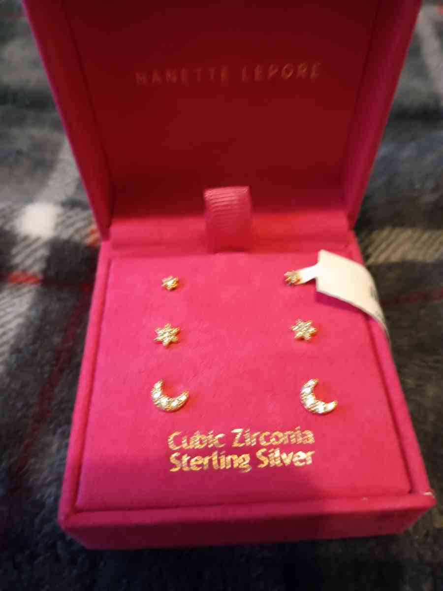 sterling silver earrings moon and stars