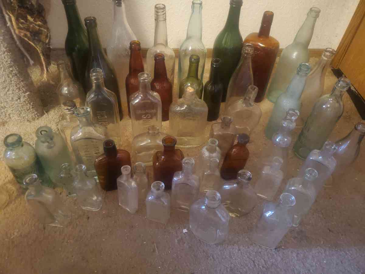 vintage glass bottle collection