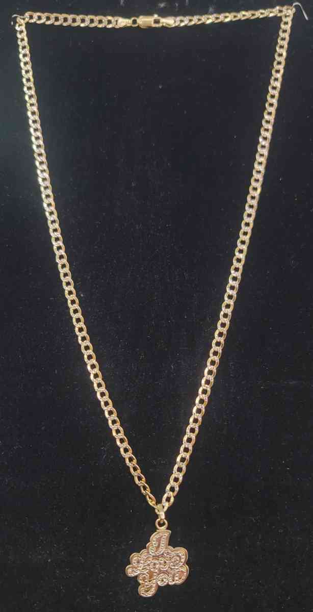 14K Gold Chain Hollow Cuban W Love Charm 114 Grams 22