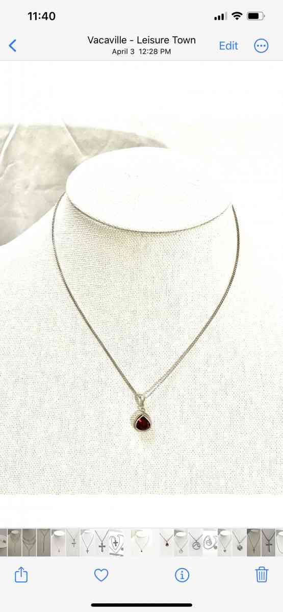 Vintage silver necklace with red garnet