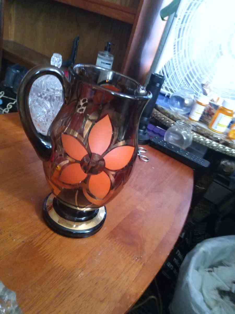 Mid Century Smoked glass Picher