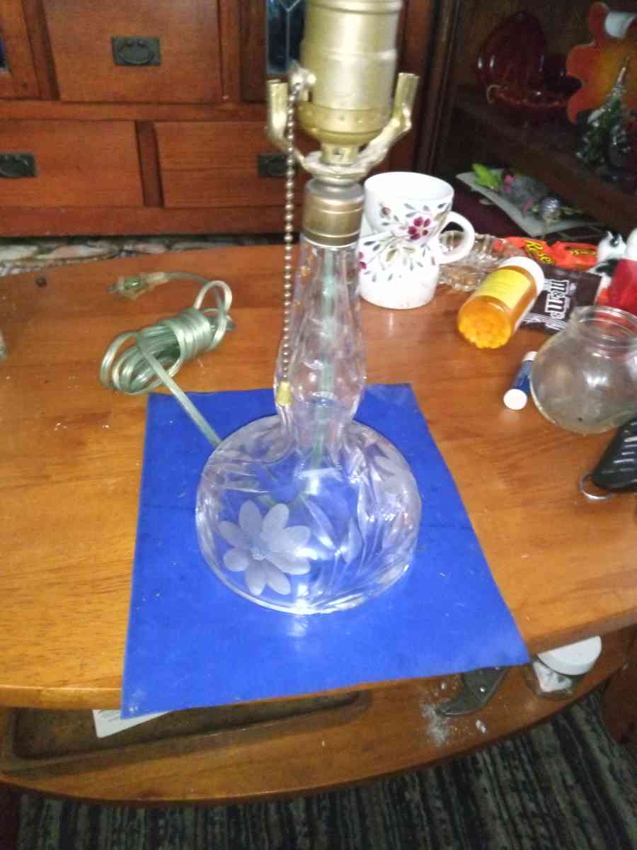Victorian cut glass lamp