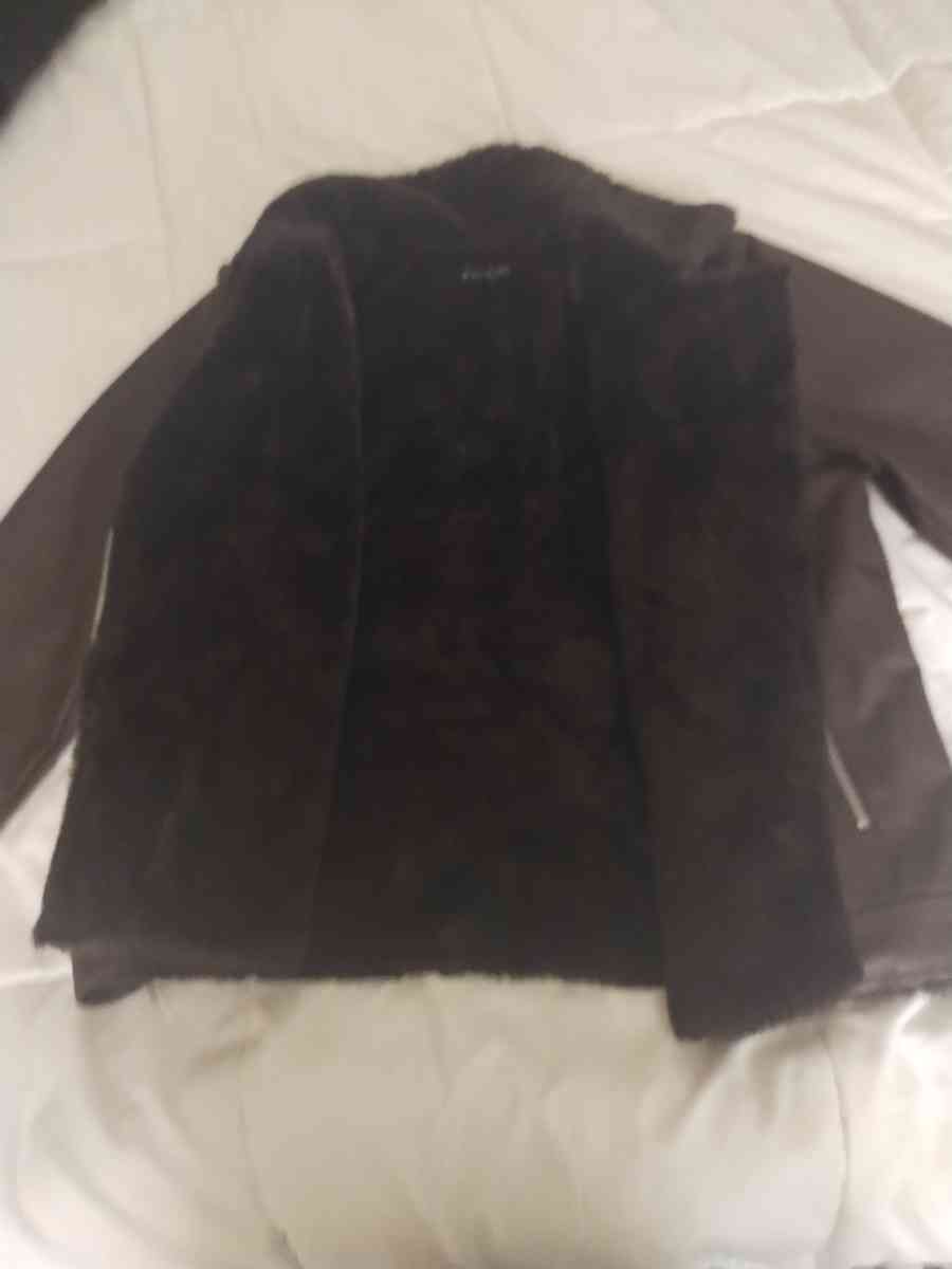 Brown Fur  Leather Womens Brand New Jacket