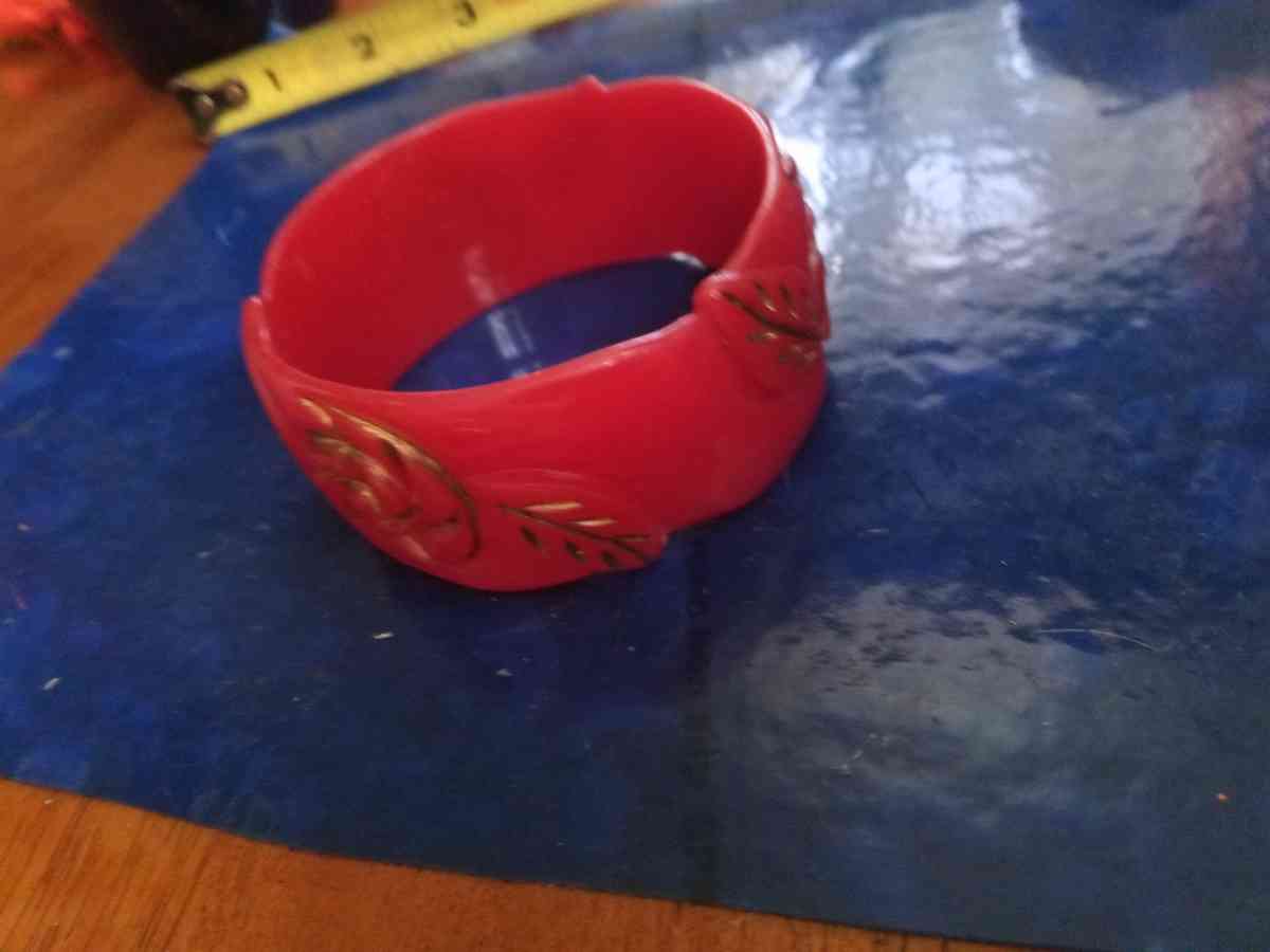 50s Carved red Bangle bracelet