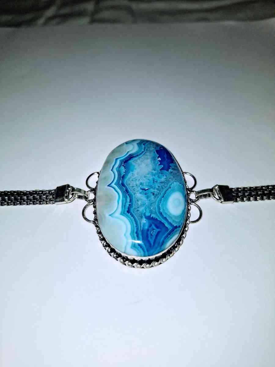 dragon veins agate bracelet 925 silver  New