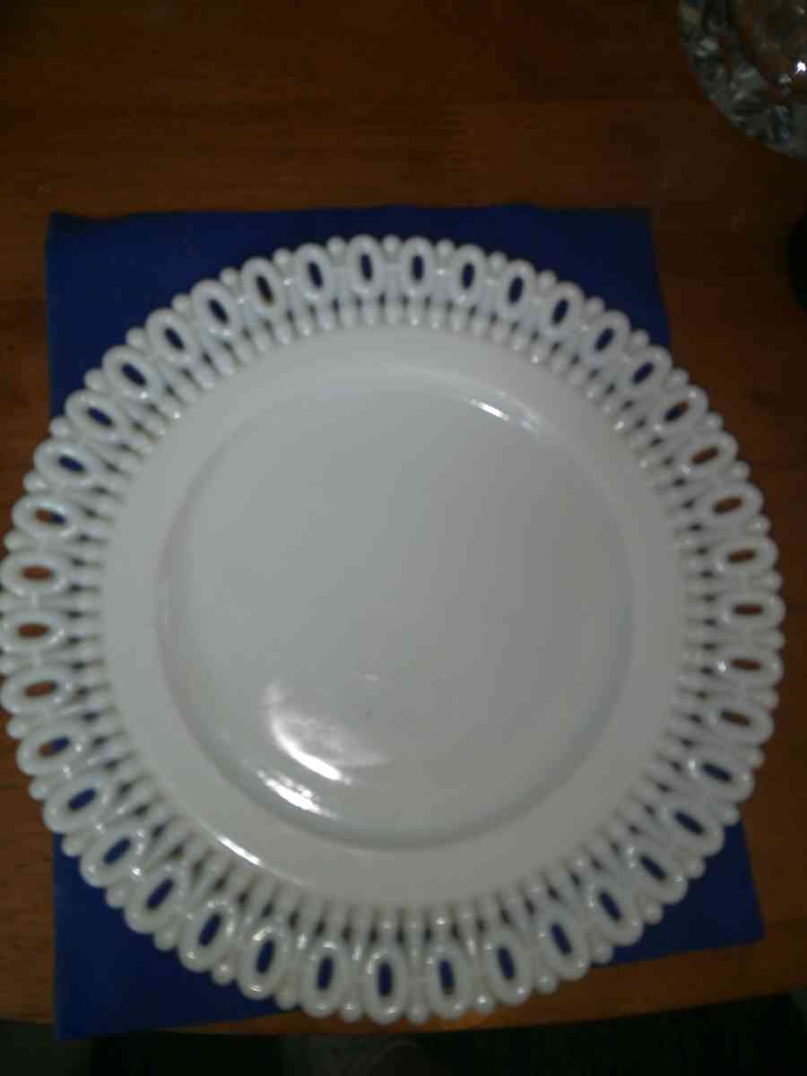 EAPG 8 inch 101 Border Milk glass plate