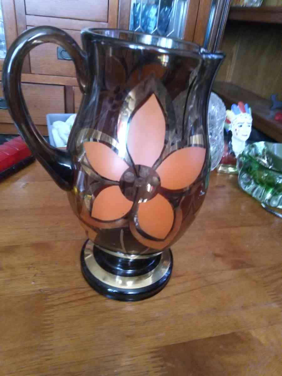 Mid Century Smoked glass Picher