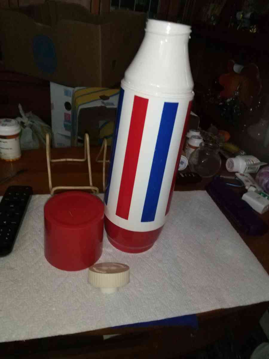 Red white and blue 2 quart Thermo Serv thermos
