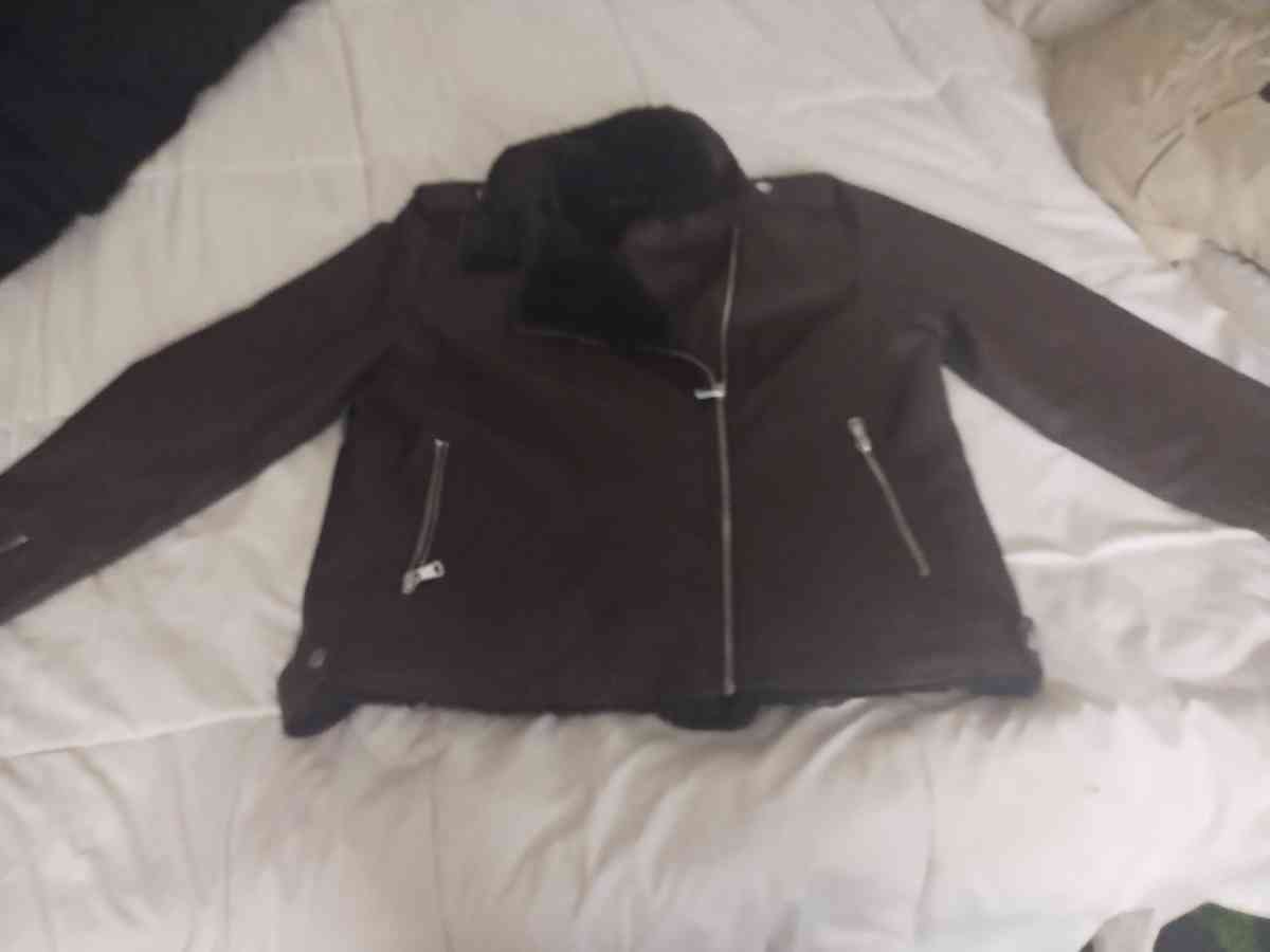 Brown Fur  Leather Womens Brand New Jacket