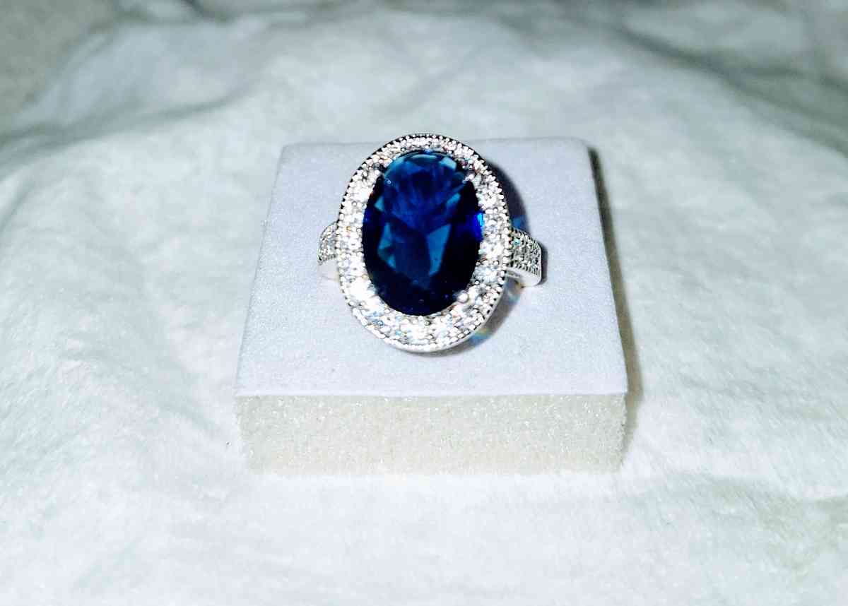 sapphire ring size 6  925 silver   New