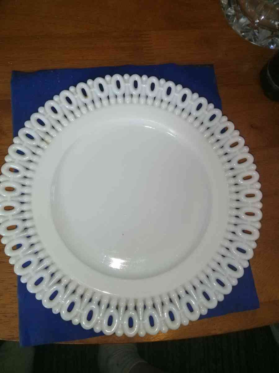 EAPG 8 inch 101 Border Milk glass plate