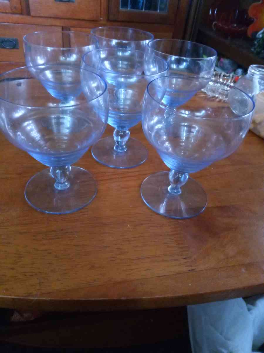 6 Kosta Boda Ice Blue wine glasses