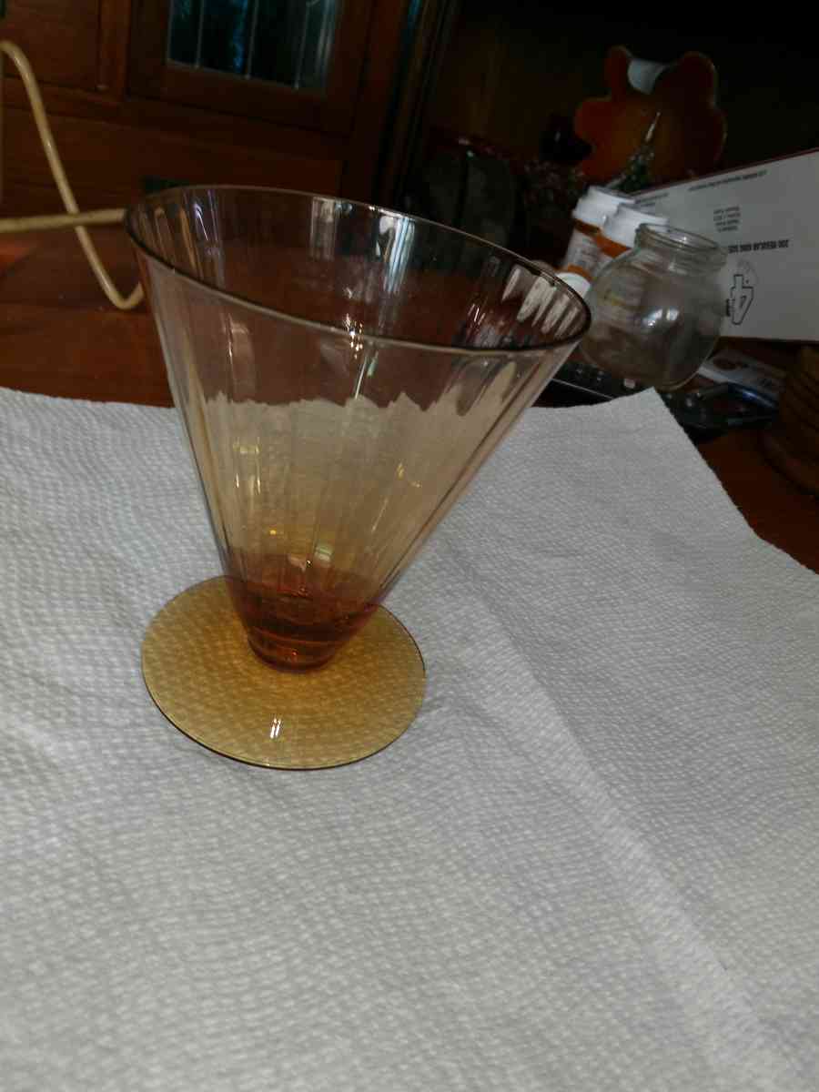 Amber Depression Glass footed Tumbler