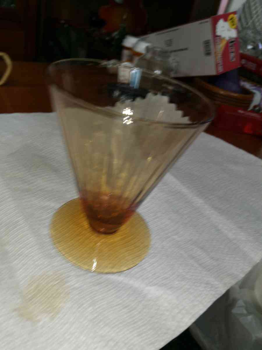 Amber Depression Glass footed Tumbler