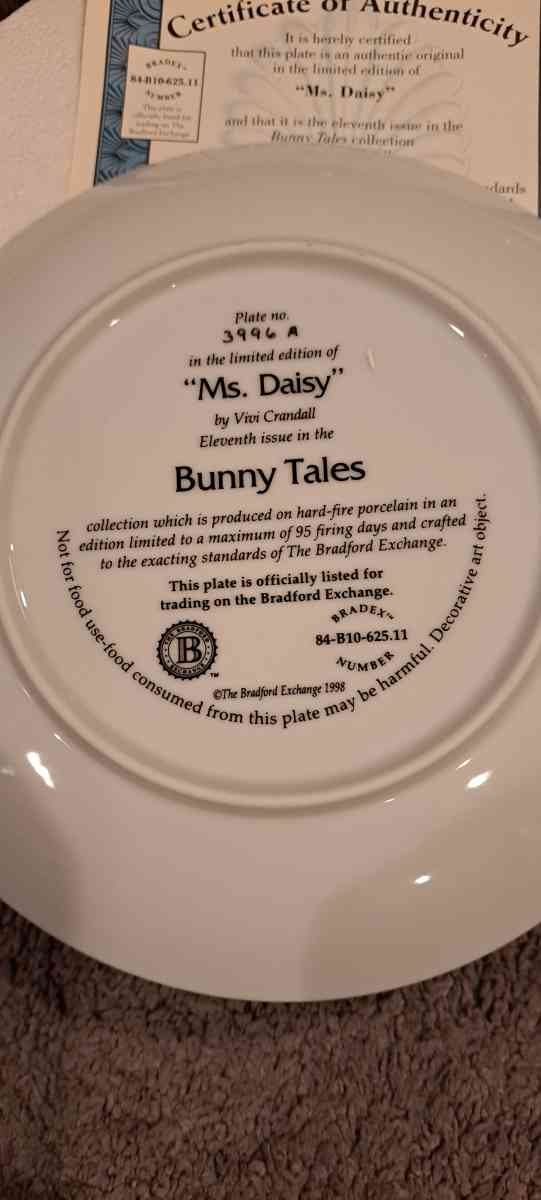 Bradford Exchange bunny tales limited edition plates