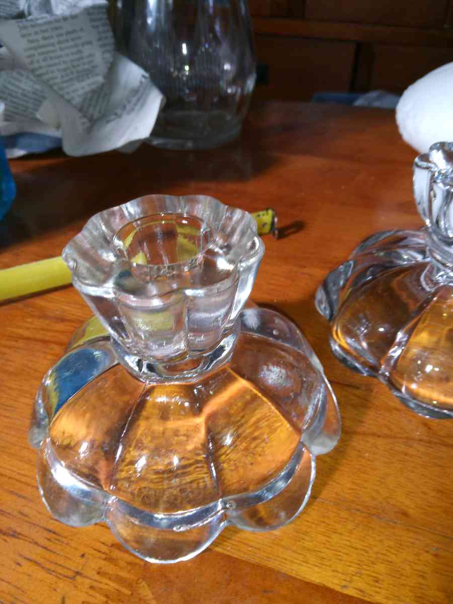 1930s Smith Glass Candle Holders