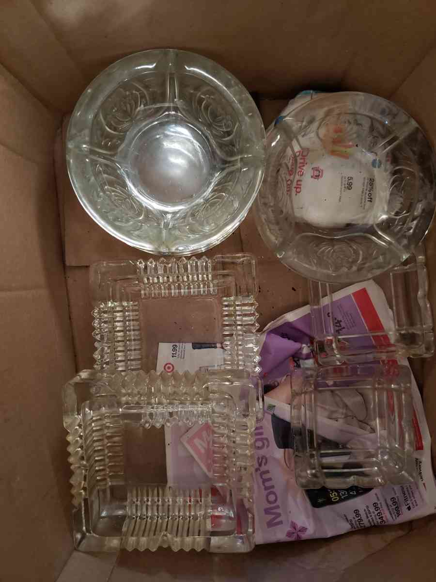 assorted glass ashtrays
