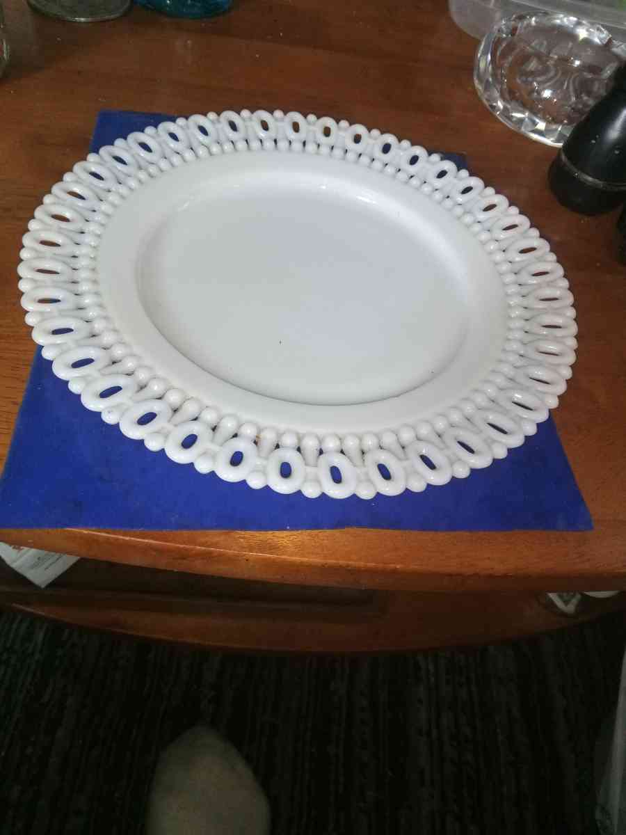 EAPG 8 inch 101 Border Milk glass plate