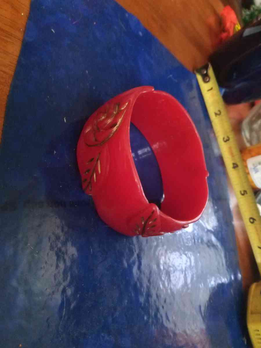 50s Carved red Bangle bracelet