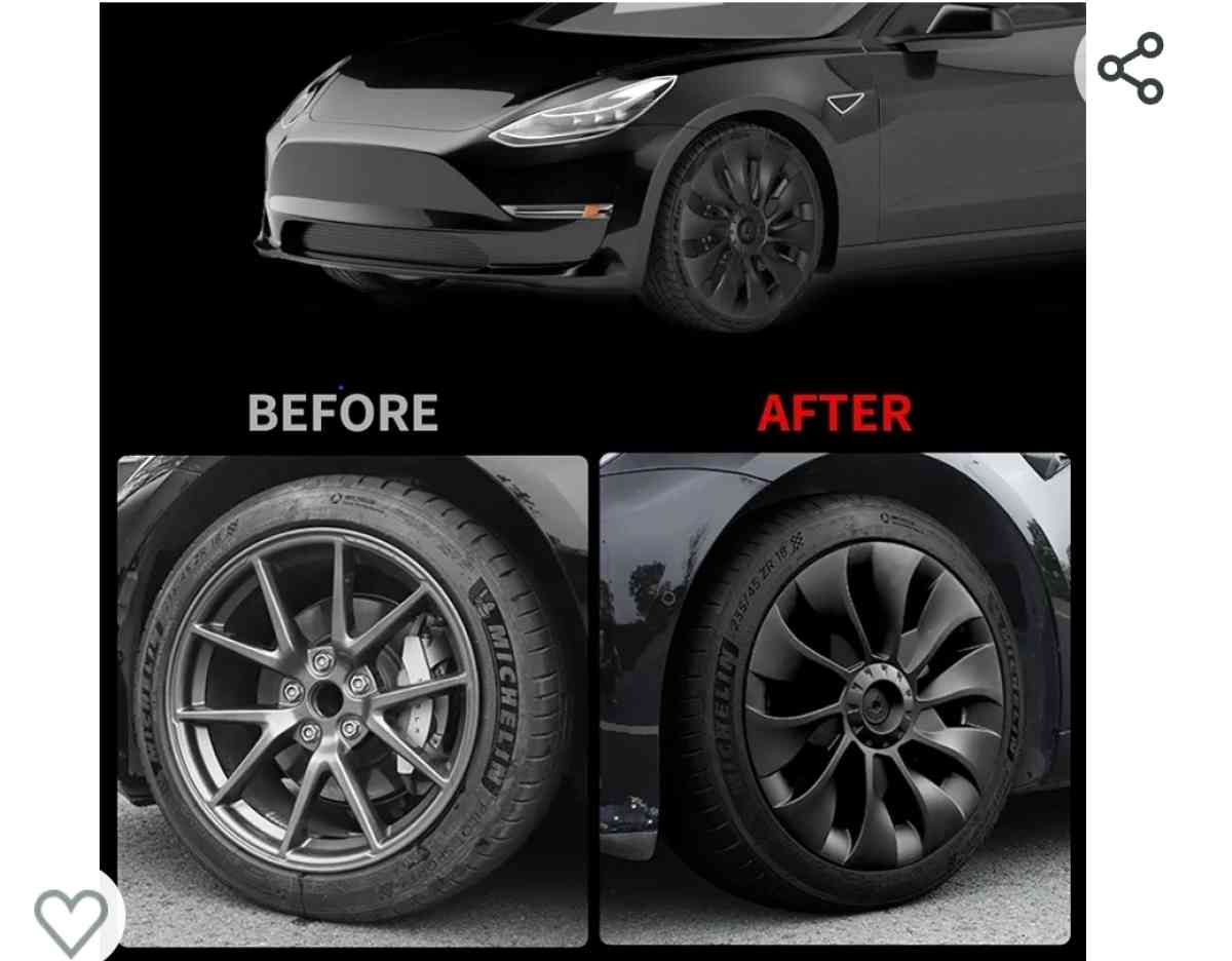 4 tapas  de 18 pulgadas para ruedas de tesla 2017 al 2023