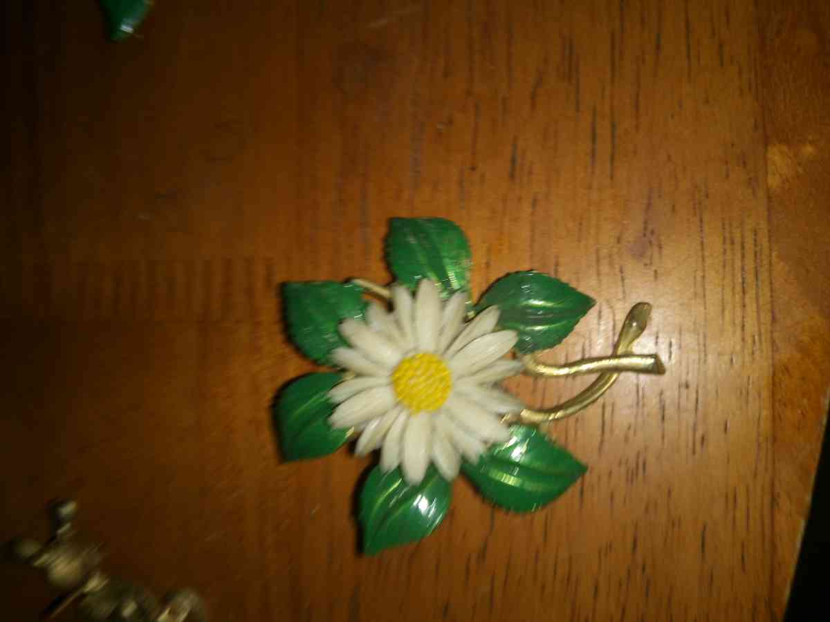 5 1950s 60s Lucite and ename Flower Pins