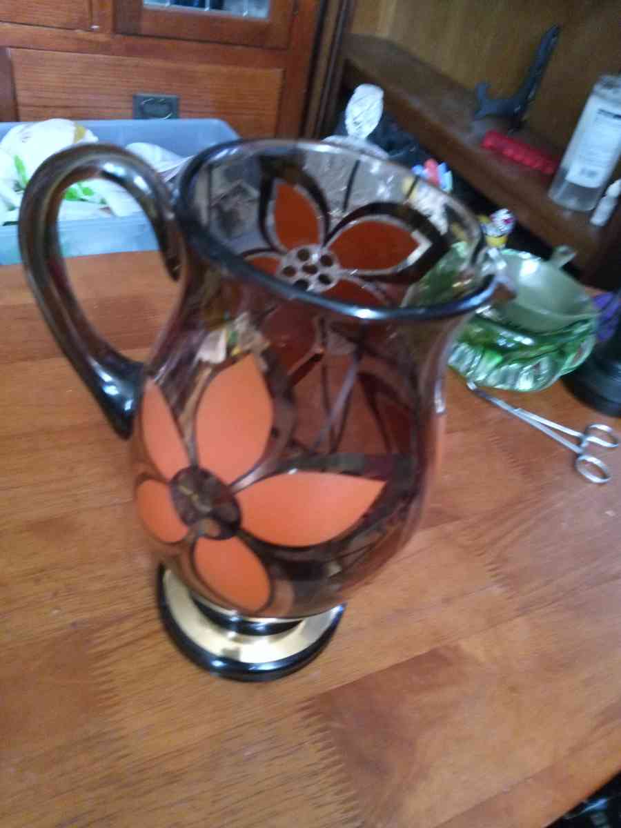 Mid Century Smoked glass Picher