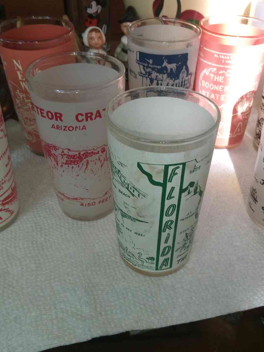 10 States Souvenir Glasses