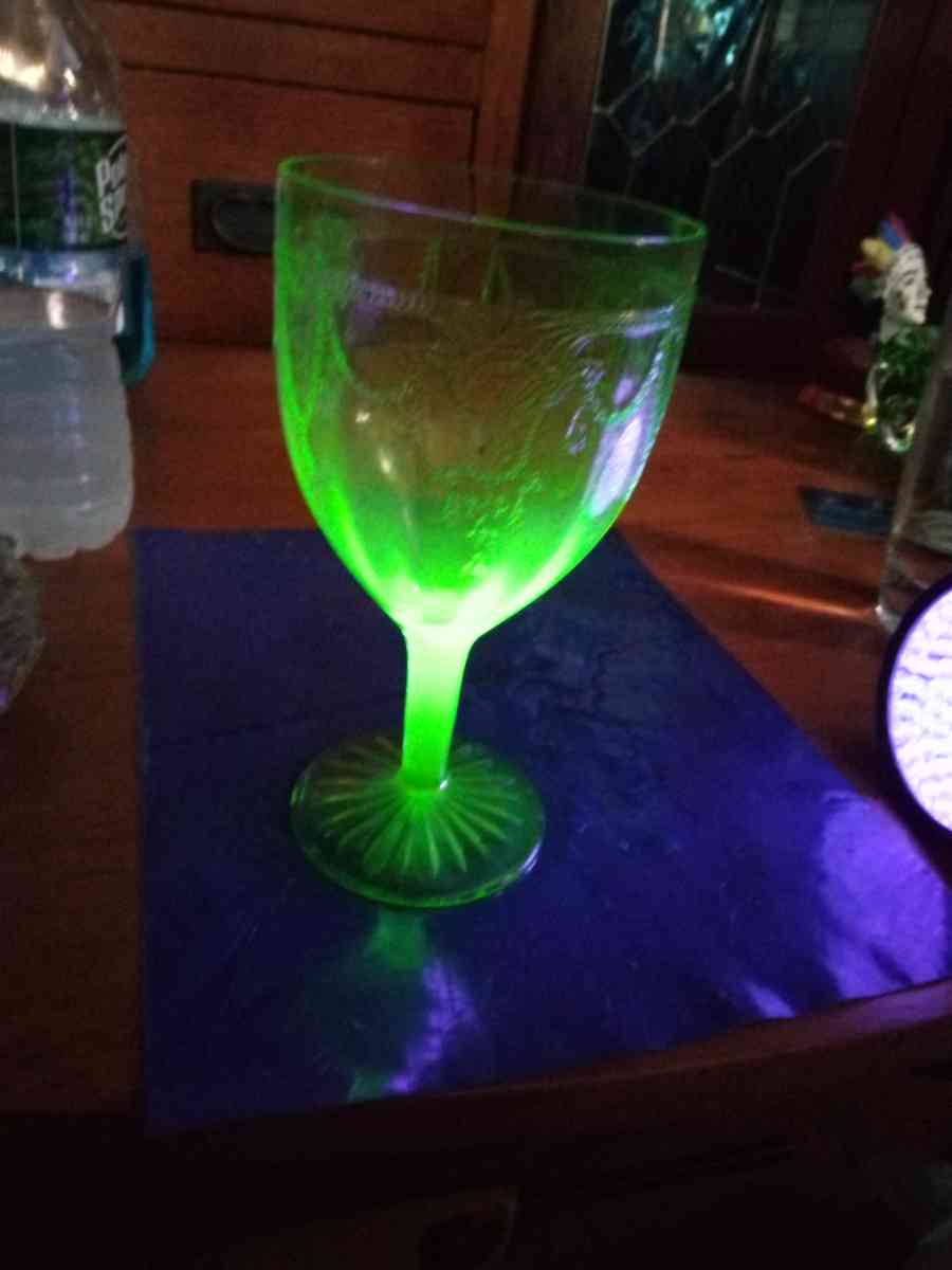 Uranium Glass CAMEO BALLERINA water or wine