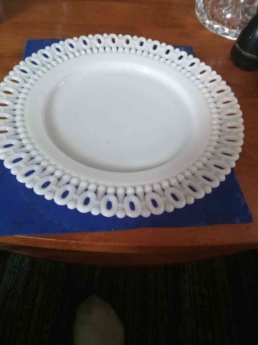 EAPG 8 inch 101 Border Milk glass plate