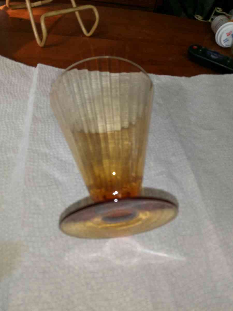 Amber Depression Glass footed Tumbler