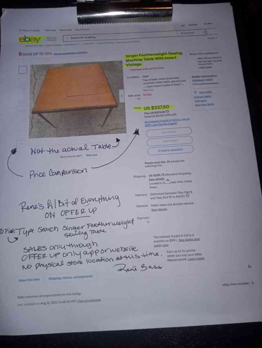 Singer Featherweight Sewing Table