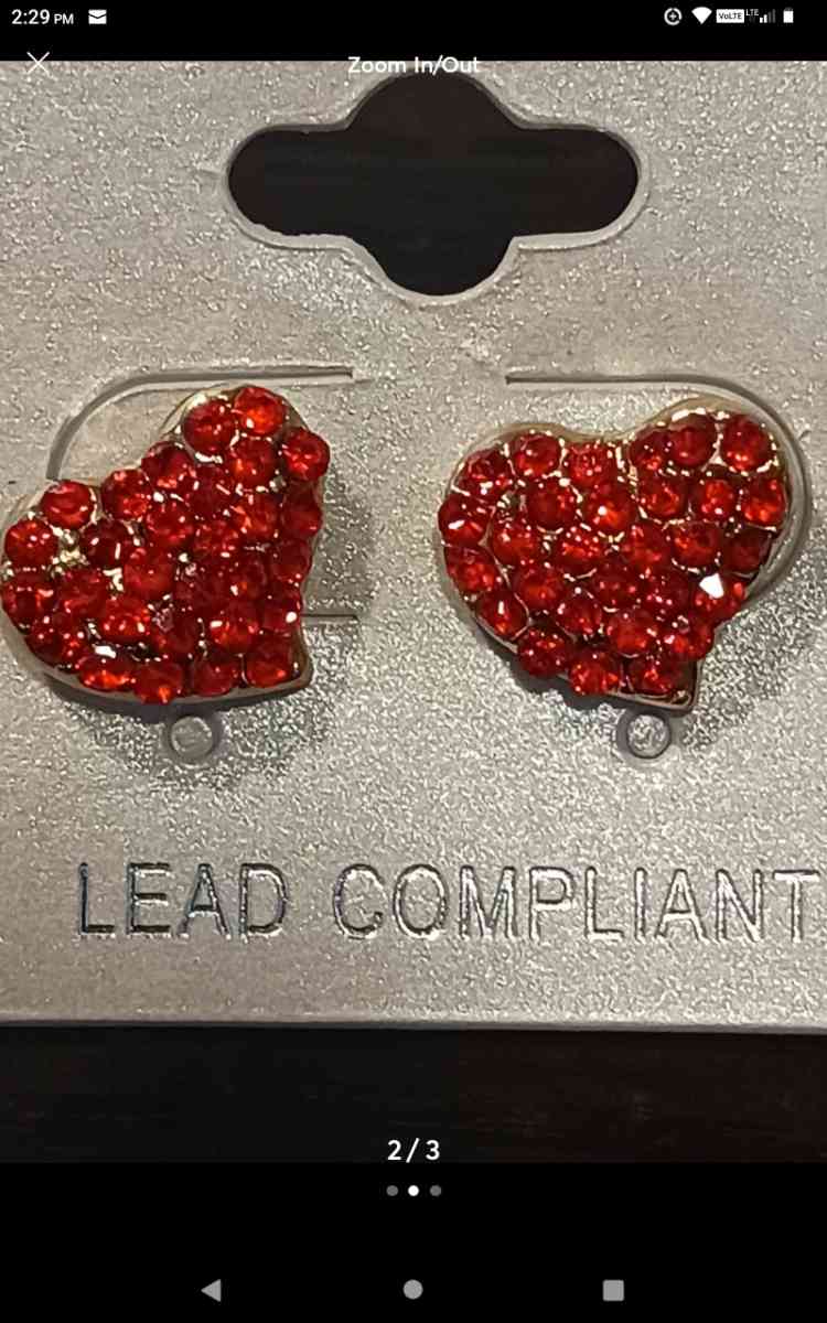 Double sided red heart sparkling earrings