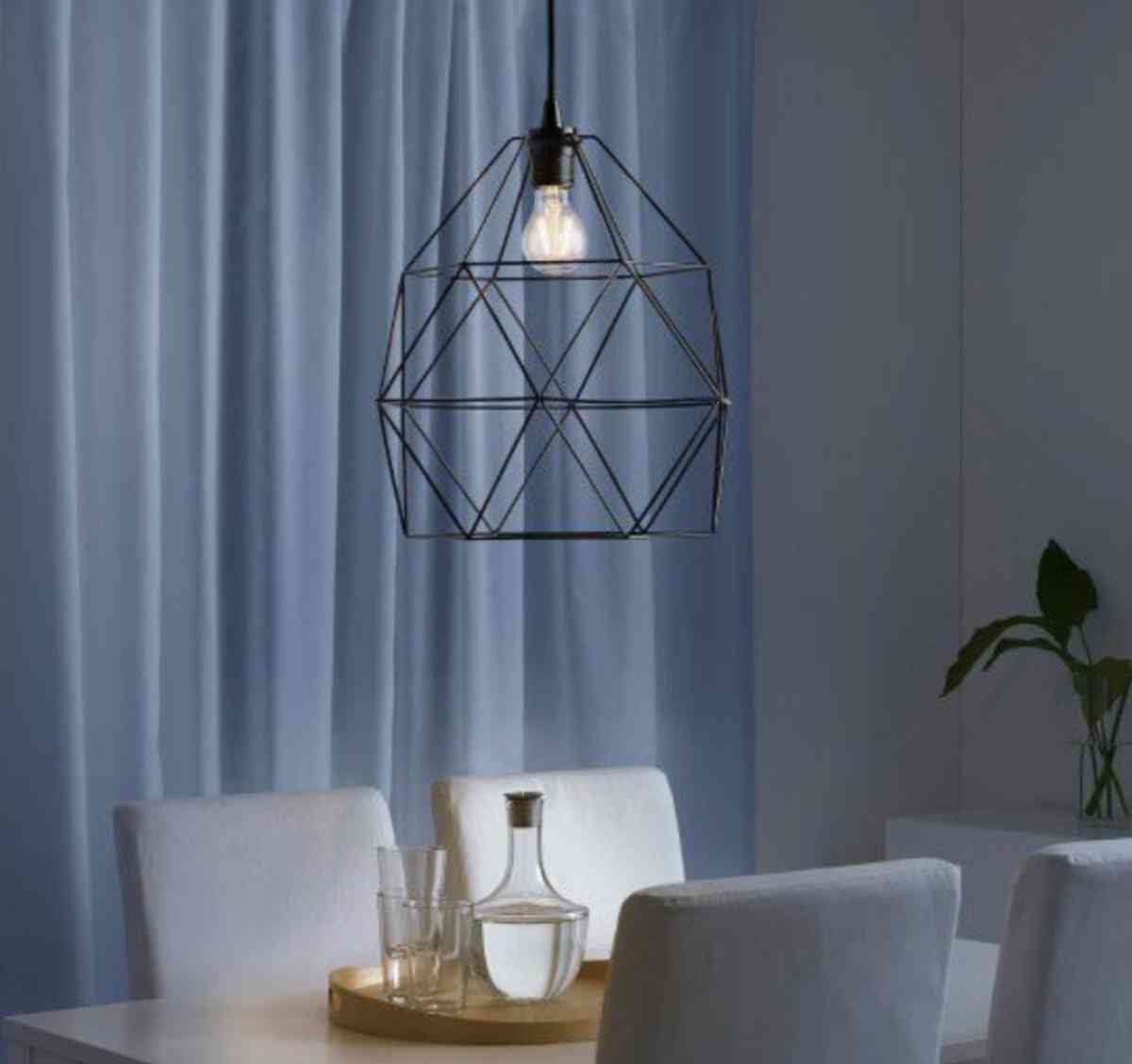 BRUNSTA Pendant lamp shade black With Cord And MOLNART LED b