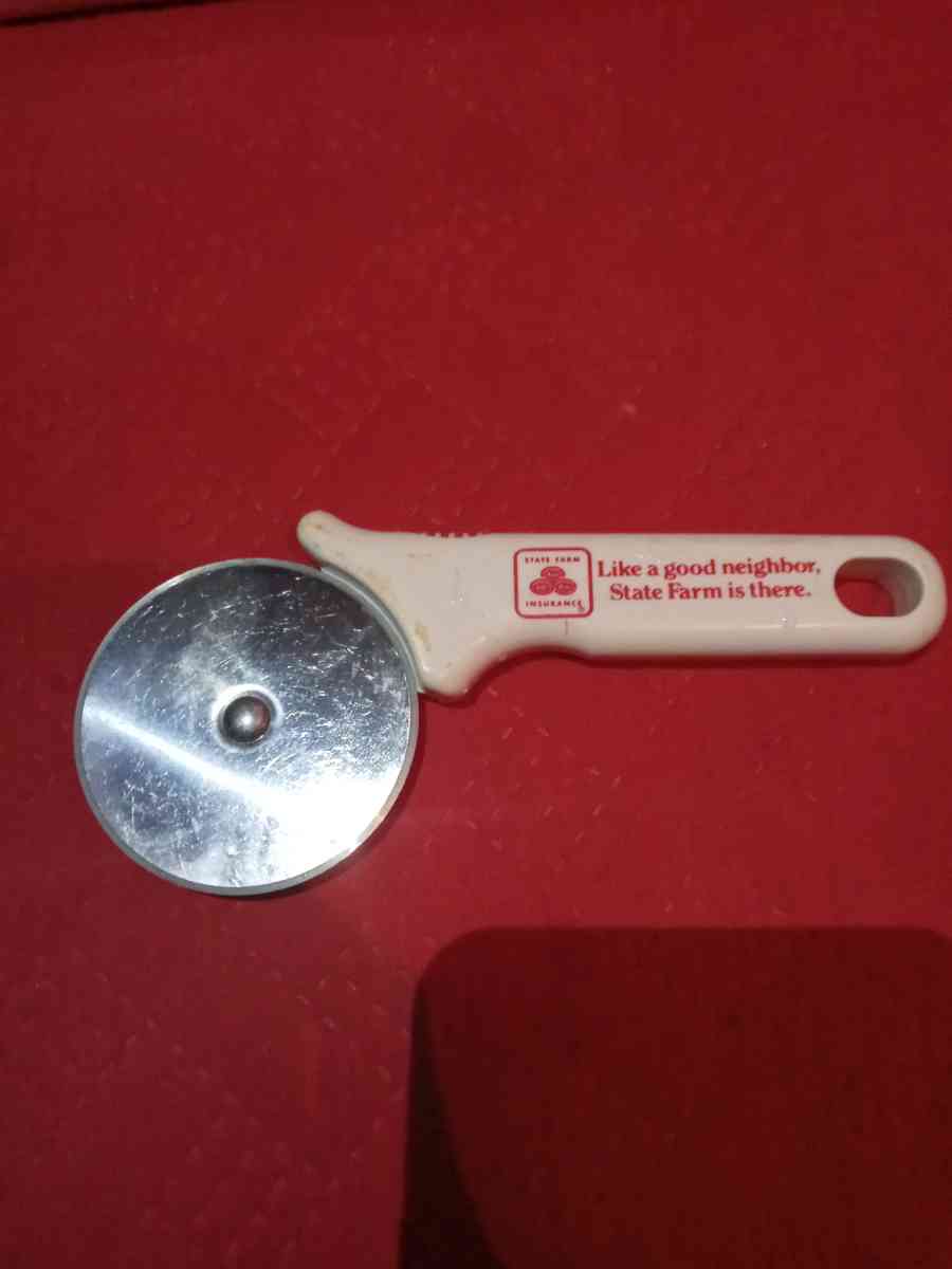 vintage State Farm Pizza  cookie cutter and wooden handle pa