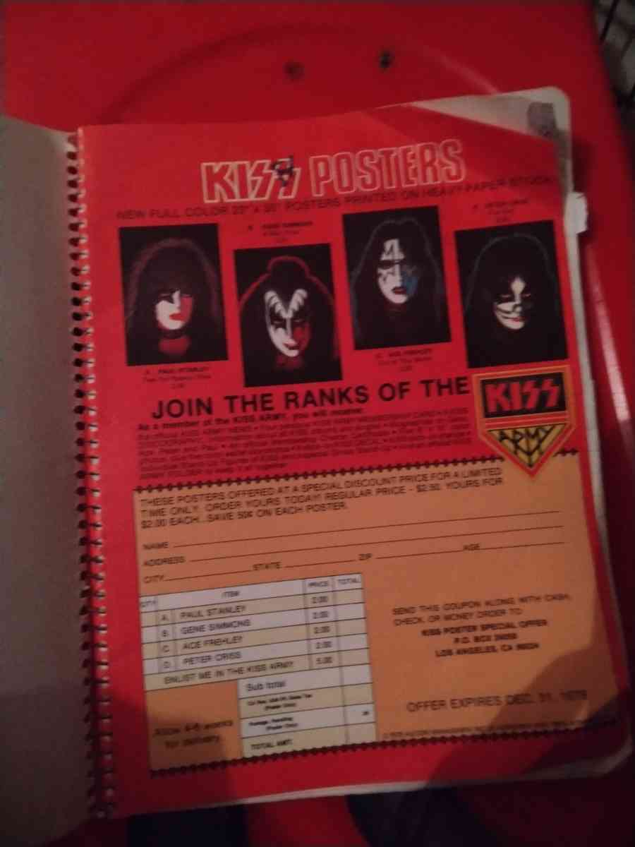 1978 Vintage KISS Notebook WRed form