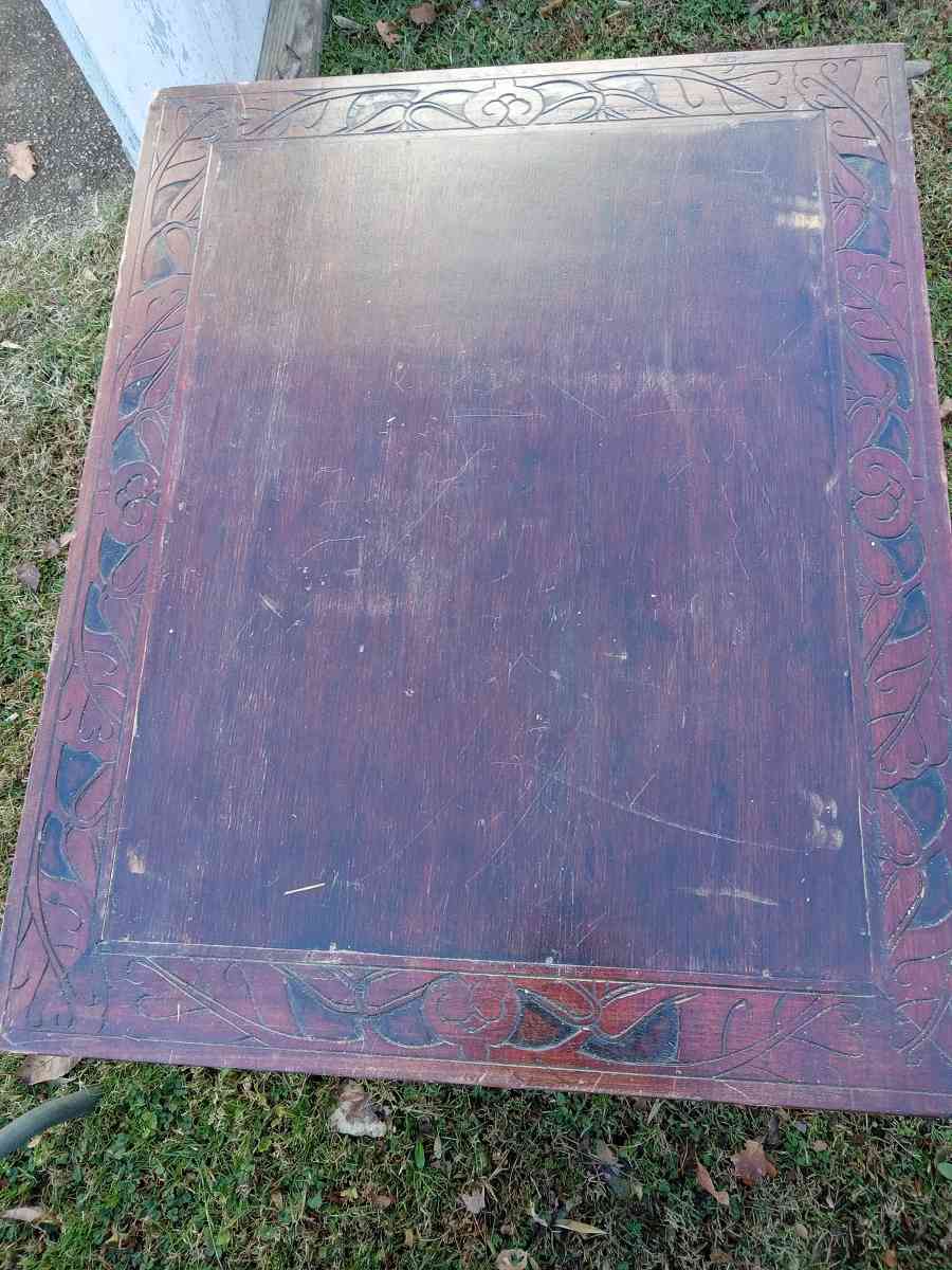 end table with storage ornate detailing