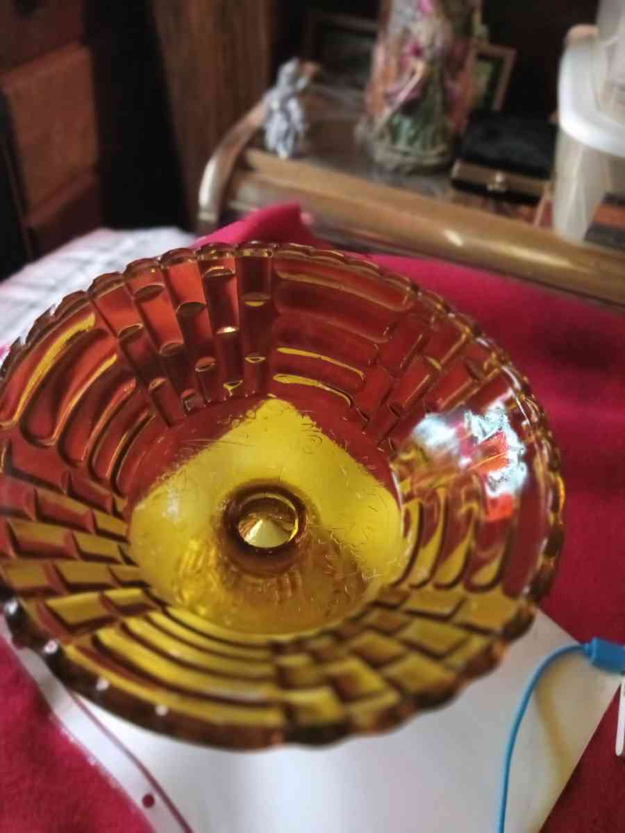 vintage amber pedestal bowl