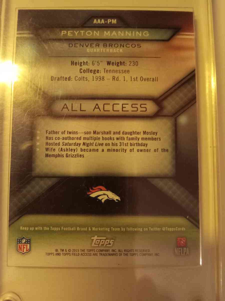 autographed Peyton manning Denver broncos card