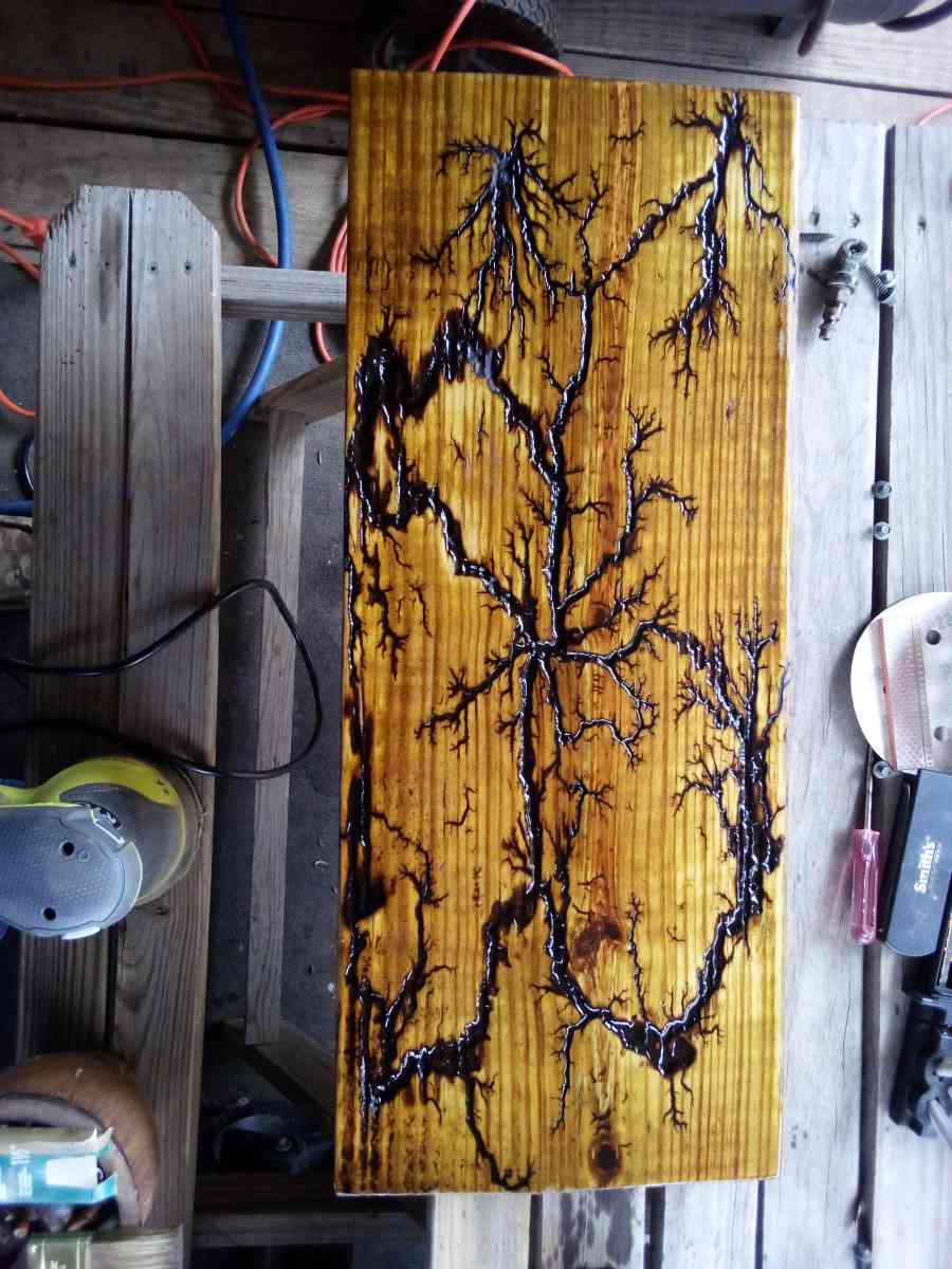 fractal burned hand made tables crosses signs