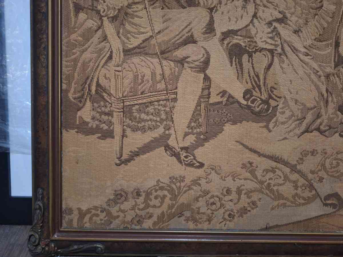 19th Century cloth etching beautiful framed