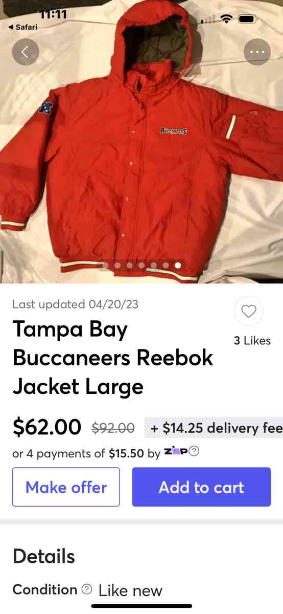 Buccaneers Wright winter jacket jack sport