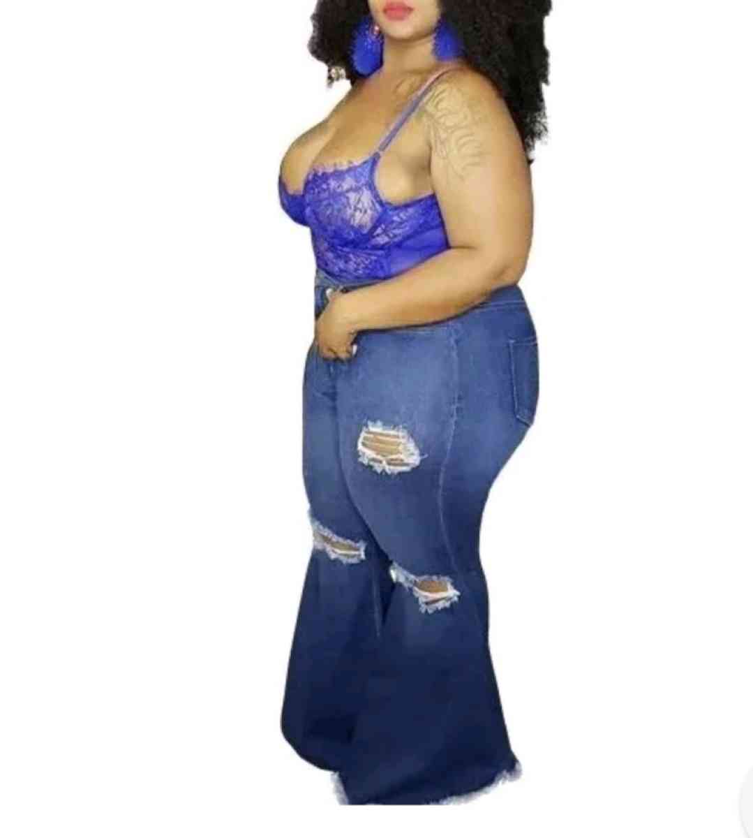 Womens plus size jeans Material cotton polyester Wide leg be